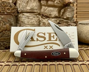 Case XX USA 2025 Dark Red Burlap Micarta 12276 Carbon Seahorse Whittler Knife - Picture 1 of 4