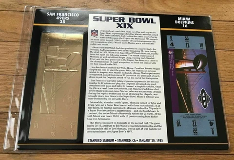 Super Bowl 19 49ers vs. Dolphins 22kt Gold Ticket Panel - Willabee Ward Cover