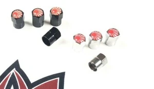 JDM Rising Sun Tyre Valve Caps (Set of 4) Chrome or Black - Picture 1 of 5