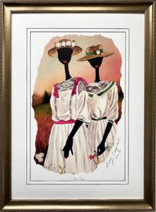Leroy Campbell "Best Friends" Hand Signed & # African American Gullah Art Women - Picture 1 of 5