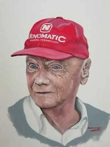 DON CAMERON ORIGINAL ACRYLIC "Niki Lauda" Formula 1 Ferrari Mclaren PAINTING - Picture 1 of 1