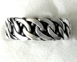 Anillo banda artesanal de plata de ley pesada / tamaño 12 / plata de ley 925 / 14,9 g - Imagen 1 de 5