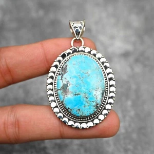 Natural Turquoise Gemstone Pendant Handmade Jewelry 925 Sterling Silver For Gift - Picture 1 of 5
