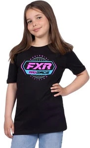 FXR Race Division Premium Youth Short Sleeve T-Shirt Black/E.Pink - Picture 1 of 2