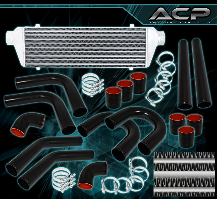 27.5"X7"X2.25" Aluminum Intercooler + 2.5" Diy Custom Piping Kit+Coupler Foto 1 de 3