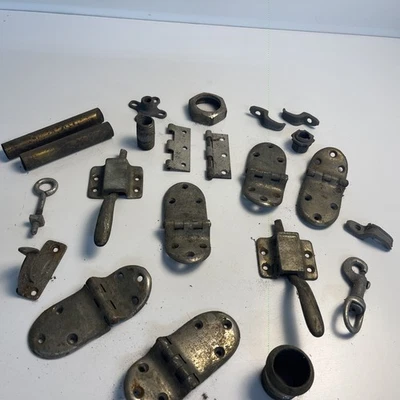 老式1915年合叶混合古董五金批量闩锁支架钩 — 第 1/4 张图片