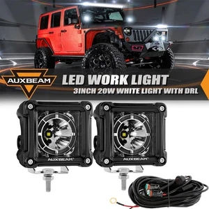 AUXBEAM Pair 3" INCH LED Work Light Pods Offroad Driving Fog Pickup Truck SUV - Picture 1 of 12
