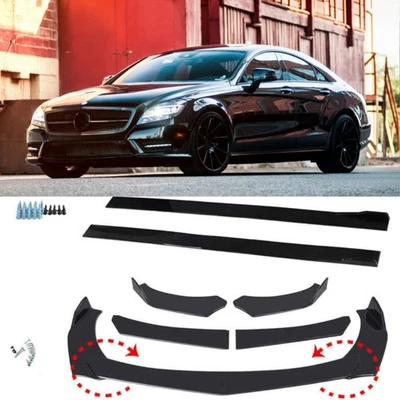 For Benz CLS550 CLS450 CLS53 AMG Side Skirt + Front Bumper Lip Splitter Glossy Foto 1 de 4