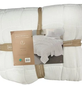 Bed Theory King Gauze White Flax Quilt 104”x90” - Picture 1 of 3