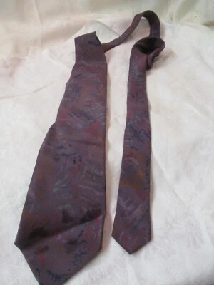 复古意大利 Enrico Coveri 真丝领带李子灰色锈红色紫色 — 第 1/4 张图片