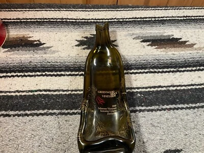 Slumped GREENWOOD RIDGE VINEYARDS Wine Bottle Melted Glass Cheese Serving Tray - Image 1 of 4