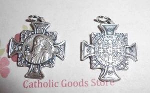 Medalla De San Benito St Saint Benedict Medal Oxidized Silver Tone - Picture 1 of 3