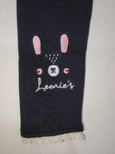 Leenies Girls Fleece Lined Leggings - Little Bunny Embroidered - Size 6 Black - Picture 1 of 4