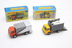 2 x Boxed Vintage MATCHBOX Superfast Inc No 37 Cattle Truck & No 7 Ford Refuse 