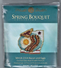 Bacon and Eggs Spring Glass Beads Mill Hill Cross Stitch Kit w/ Magnet