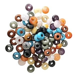 Cuentas de piedra de ábaco para hacer joyas hechas a mano espaciador de piedras preciosas anheladas agujero grande - Imagen 1 de 140