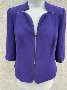 PALLANT DESIGNER VINTAGE 80’s PURPLE CREPE SILK ZIP JACKET TOP SEXY GOTHIC 14 - Picture 1 of 6