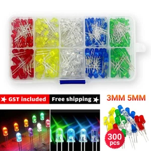 AU 300Pcs 3V 3mm 5mm Light Emitting Diode LED Lamp Assorted Kit Red White Green - Picture 1 of 14