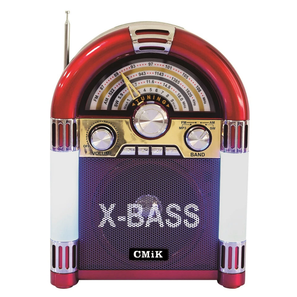 Radio Vintage Roja con dial analógico, Multibanda, Jukebox - Imagen 1 de 1