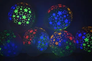 Clear Latex 11 inch Neon UV Blacklight Reactive Star Balloons - Picture 1 of 7