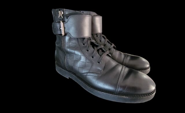 Louis Vuitton - Combat Damier Leather Men Clash Ankle Boots 10