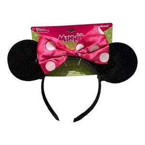 Disney Junior Minnie mouse sequin ears headband with glitter dots pink bow - Picture 1 of 1