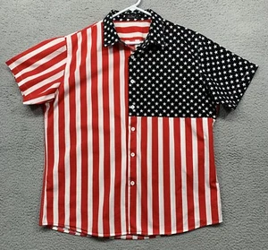 Xi Peng Damen Hemd mit Knöpfen Größe XL USA Flagge Design rot weiß blau 100% Baumwolle - Bild 1 von 9