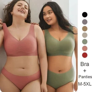 Plus Size Wireless Bra Set M-5XL Anti-Sagging Support - Picture 1 of 14