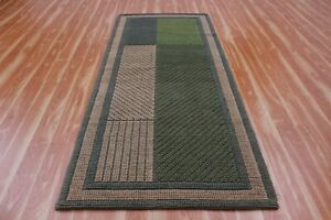 Entrance Green Doormat Handmade Jute Runner Rug Closing Gift Custom Carpet 3x7Ft
