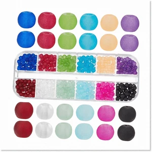 480PCS 4mm Mini Frosted Glass Beads - 12 Colors | Matte Crystal Loose Beads for - Picture 1 of 7