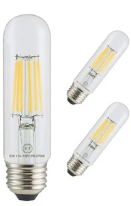 Led Filament Bulb Tubular Retro Vintage Edison T10 Style, Dimmable, E26 Medium B - Picture 1 of 4