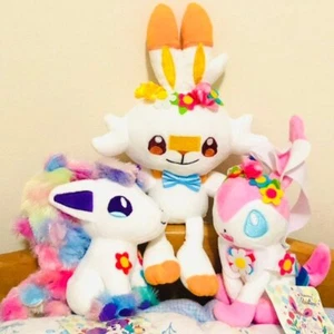 Easter Pokemon Pocket Monster Holiday Flower Ponyta, Scorbunny, Sylveon 7 -10in - Picture 1 of 9