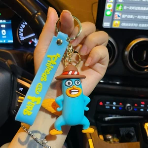 Perry the Platypus Phineas and Ferb Keyring Keychain Key Fob Bag Charm Gift - Foto 1 di 1