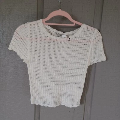 Alice And Olivia Women Maryam Pullover Size XS Preppy Linen Blend In Soft White - Image 1 of 4