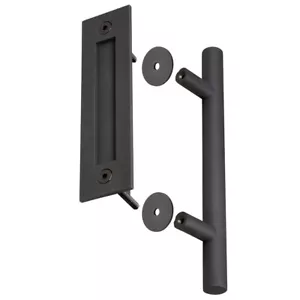 Set 12 maniglie per porta fienile in acciaio/viti nere per installazione incluse - Foto 1 di 6