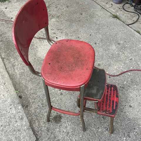 Vintage  COSCO RED METAL  Folding Step Stool Cover