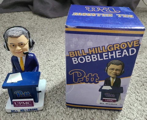 Bill HIllgrove Pitt Panthers Football Basketball Announcer Bobblehead NEW Cover