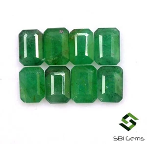 4.44 Cts Natural Emerald Octagon Cut 6x4 mm Lot 08 Pcs Untreated Loose Gemstones - Picture 1 of 6