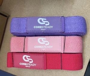 Coresteady Fabric Resistance Bands Set of 3 Light Medium Heavy core Exercise - Picture 1 of 2