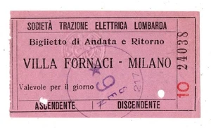 BIGLIETTO  TICKET   TRAM    S.T.E.L.  LINEA   VILLA  FORNACI  MILANO - Picture 1 of 2