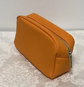 LANCOME Cosmetic Makeup Bag Clutch Travel Bag • Orange Faux Leather - Picture 1 of 4
