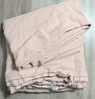 Sábana plana Garnet Hill King relajada 100 % lino europea polvorienta rosa rosa natural Foto 1 de 3