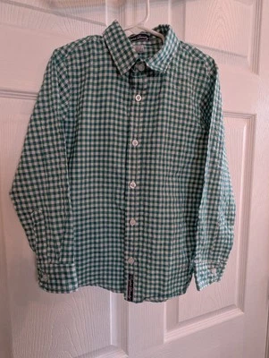 Ошейник на пуговицах English Laundry бирюзовый/зеленый клетчатый для мальчиков размер 7 - Изображение 1 из 4