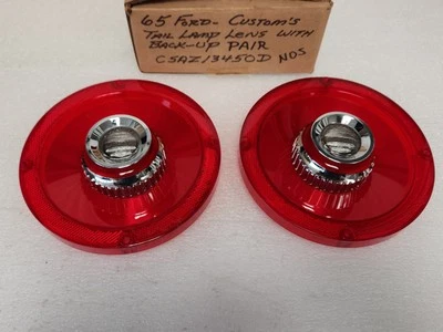 NOS PAR OEM 1965 FORD CUSTOM GALAXIE LANTERNA TRASEIRA LENTE B/U C5AZ-13450-D - Imagem 1 de 4