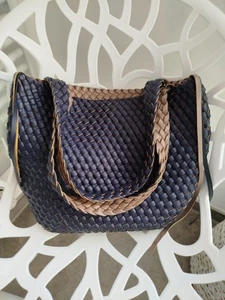 Italienische Ledertasche Geflochten Blau/Beige Gepflegt! - Bild 1 von 3