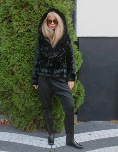 Abrigo de piel de visón rancho 100 % real con capucha chaqueta ropa moda XXS-XS - Imagen 1 de 16