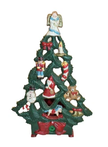VINTAGE CAST IRON HOLIDAY CHRISTMAS TREE CANDLE HOLDER, MIDWEST IMPORTERS, 7 IN - Picture 1 of 6