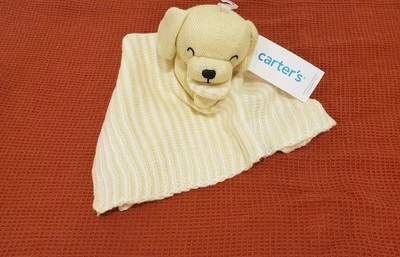 Carter's Puppy Lovey Security Blanket Yellow Knit Plush Stuffed Animal Toy Baby  - Image 1 of 4
