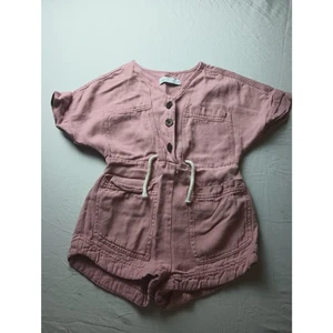 Zara Mädchen Strampler Pullover Knopfleiste Rosa Taschen Kurzarm Kinder Gr. 6 - Bild 1 von 3