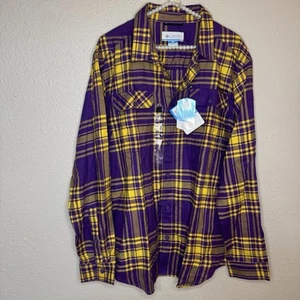 NWT Officially licensed Columbia LSU Tigers Purple & Yellow Lightweight Flannel - Picture 1 of 6